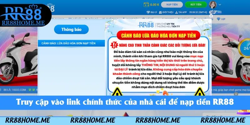 Hướng Dẫn Nạp Tiền RR88 - Quy Trình Nạp Tiền Nhanh Chóng 1 Truy cập vào link chính thức của nhà cái để nạp tiền RR88